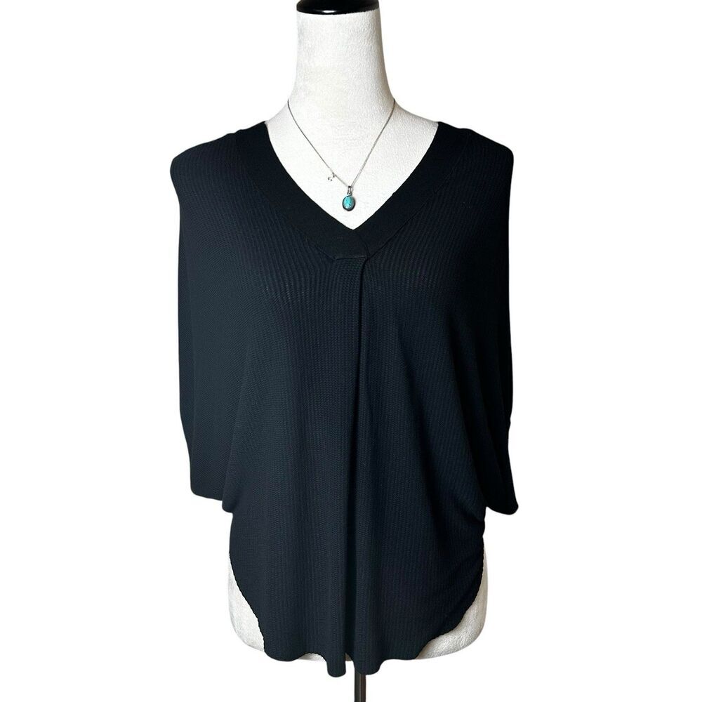 Kerisma Black‎ Batwing Dolman Knit Pullover Top | Draped Relaxed Fit Minimalist